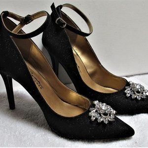 Badgley Mischka Stiletto Heels Rhinestone Ornament Ankle Strap 8.5  8 1/2